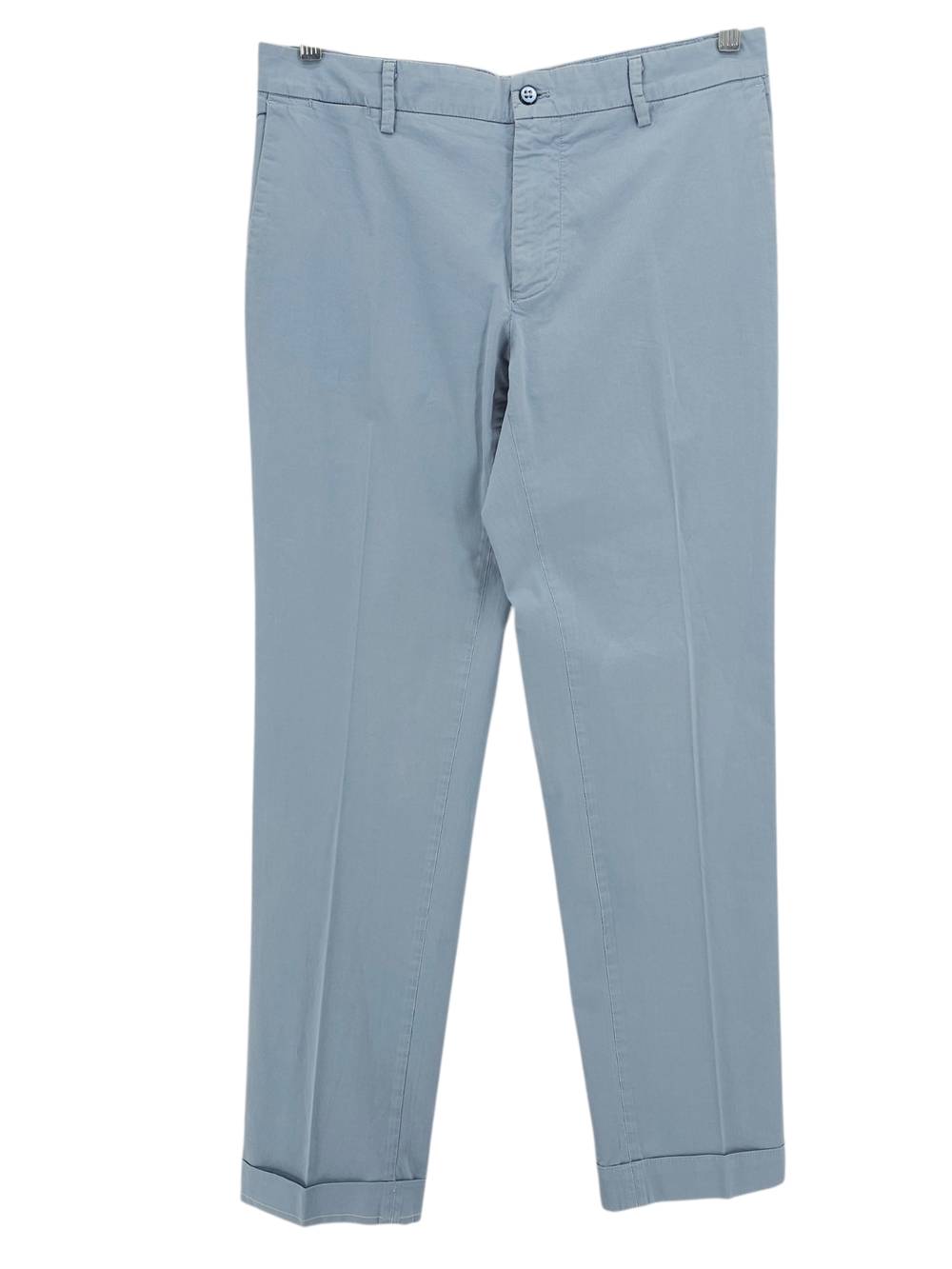 MASON'S Light Blue Chino Pants Cuffed Men's Cotton Blend Stretch Size IT 50